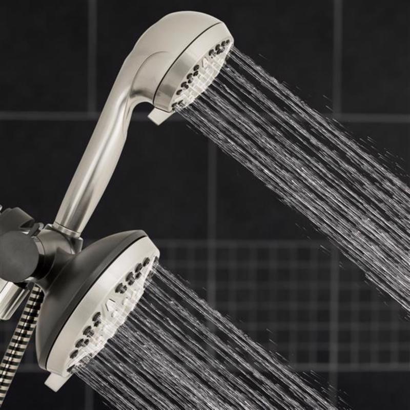 Waterpik Brushed Nickel 12 settings Showerhead Combo 1.8 gpm
