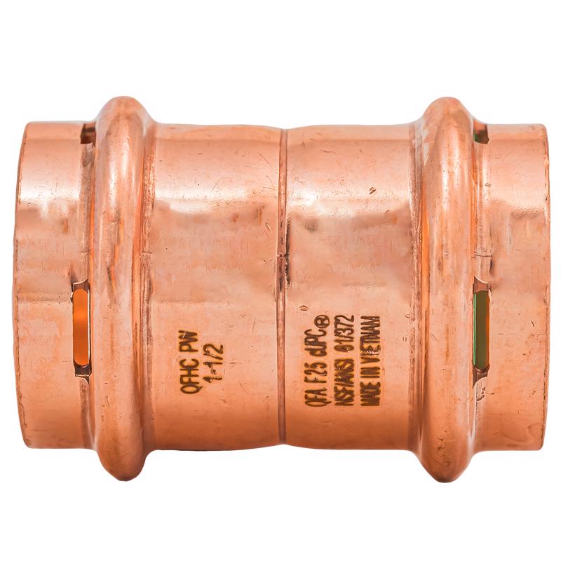 QuickFitting 1-1/2 in. Press in. Press in. Copper Coupling with Stop