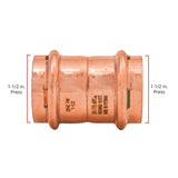 QuickFitting 1-1/2 in. Press in. Press in. Copper Coupling with Stop