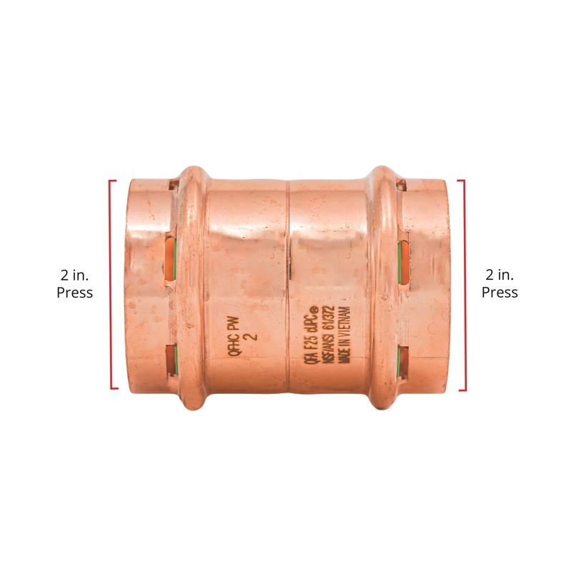 QuickFitting 2 in. Press in. Press in. Copper Coupling with Stop