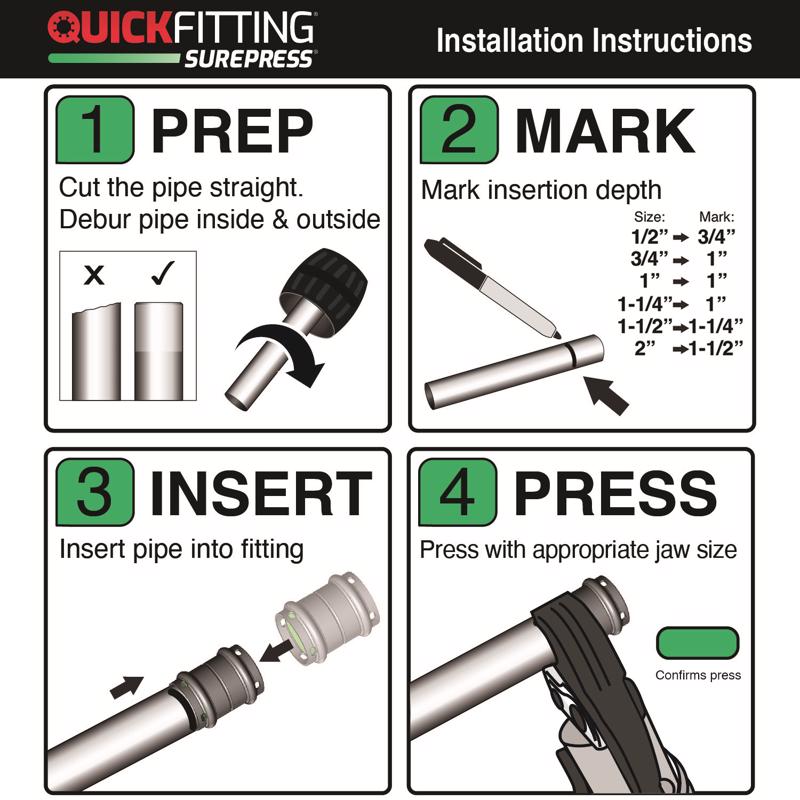 QuickFitting 1/2 in. Press in. Press in. Copper Coupling without Stop 10 pk