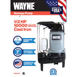 Wayne 1/2 HP 9000 gph Cast Iron Vertical Float Switch Sewage Pump