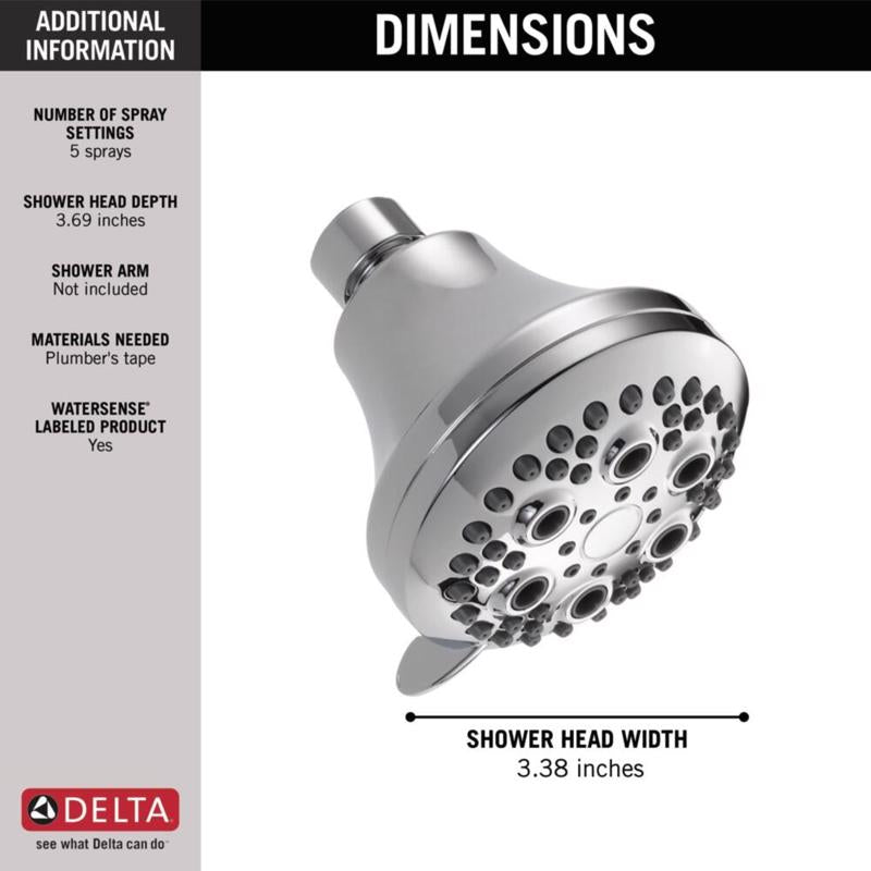 Delta Chrome 5 settings Showerhead 1.75 gpm