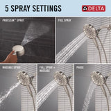 Delta Brushed Nickel 5 settings Showerhead Combo 1.75 gpm