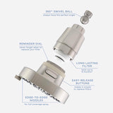 Danco Seventy Brushed Nickel 4 settings Showerhead 1.8 gpm