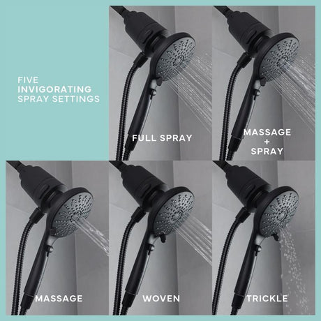 Danco Seventy Matte Black 5 settings Handheld Showerhead 1.8 gpm