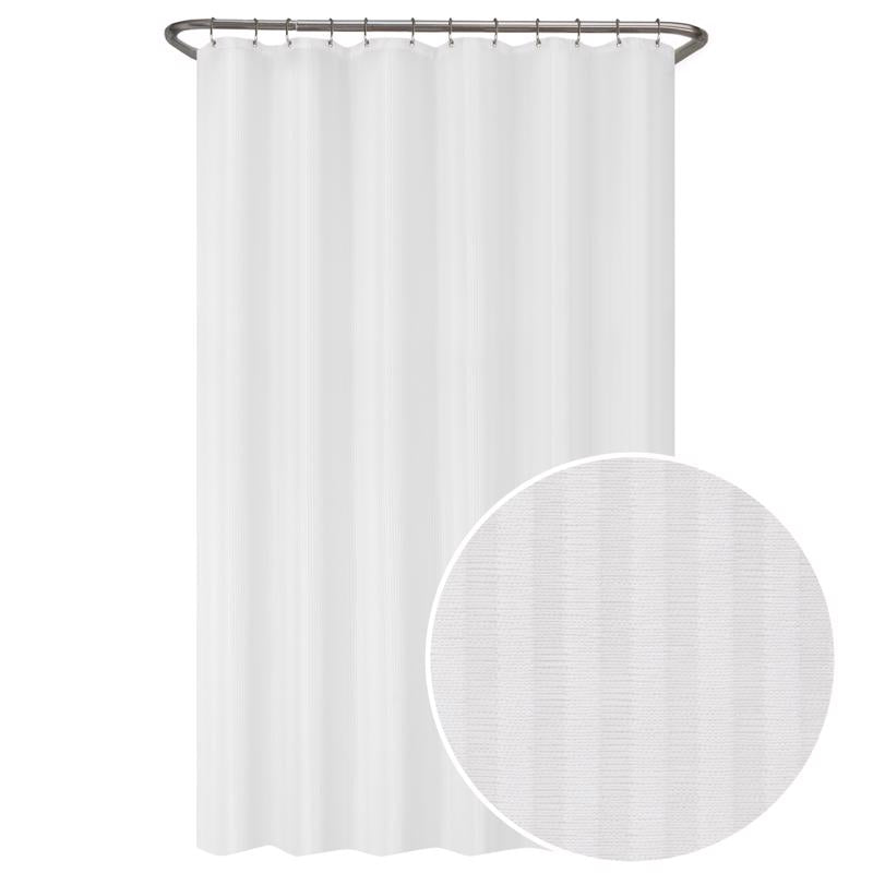 Zenna Home 72 in. H X 70 in. W White Striped Shower Curtain Liner Fabric