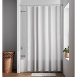 Zenna Home 72 in. H X 70 in. W White Striped Shower Curtain Liner Fabric