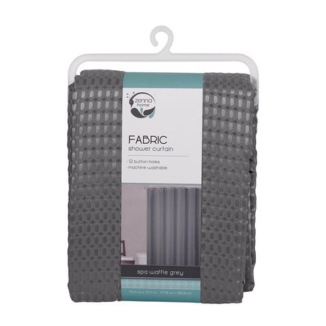 Zenna Home 72 in. H X 70 in. W Grey Spa Waffle Shower Curtain Fabric