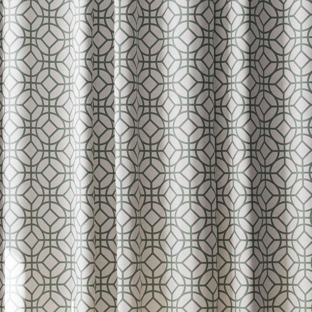 Zenna Home 72 in. H X 70 in. W Green Geometric Shower Curtain Fabric
