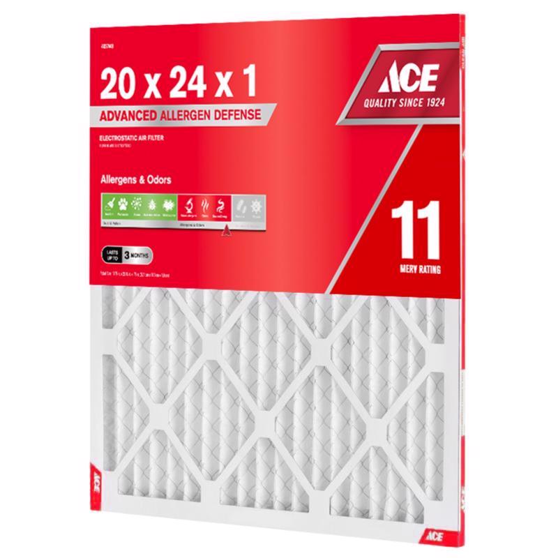 Ace 20 in. W X 24 in. H X 1 in. Polypropylene 11 MERV Pleated Air Filter 1 pk