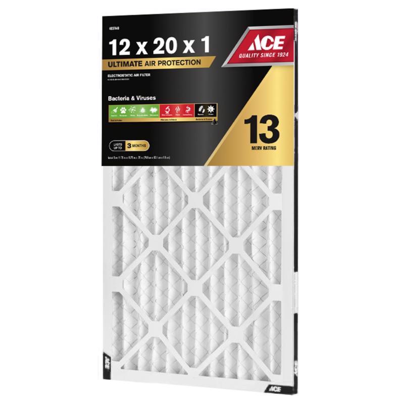Ace 12 in. W X 20 in. H X 1 in. Polypropylene 13 MERV Pleated Air Filter 1 pk