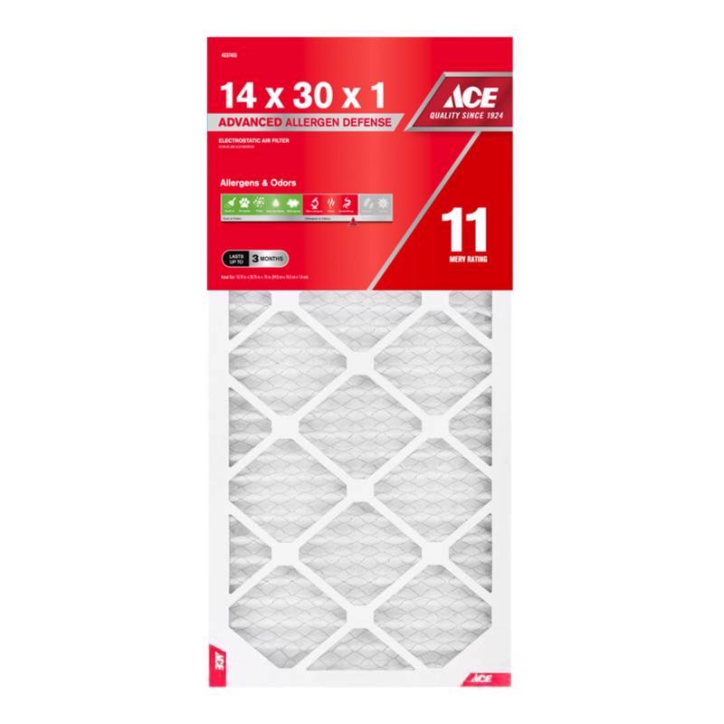 Ace 14 in. W X 30 in. H X 1 in. Polypropylene 11 MERV Pleated Air Filter 1 pk