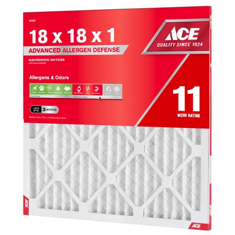 Ace 18 in. W X 18 in. H X 1 in. Polypropylene 11 MERV Pleated Air Filter 1 pk