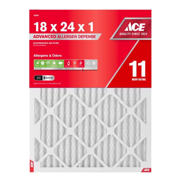 Ace 18 in. W X 24 in. H X 1 in. Polypropylene 11 MERV Pleated Air Filter 1 pk