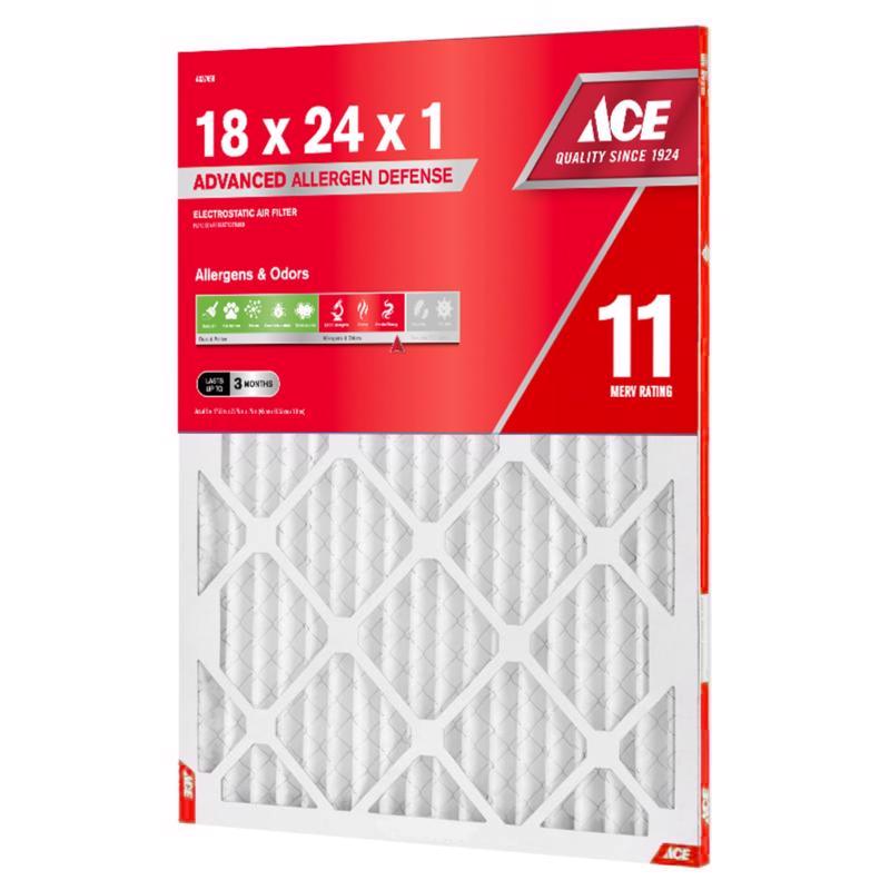 Ace 18 in. W X 24 in. H X 1 in. Polypropylene 11 MERV Pleated Air Filter 1 pk