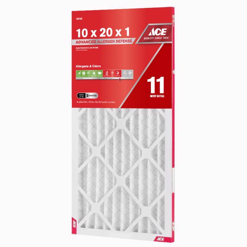 Ace 10 in. W X 20 in. H X 1 in. Polypropylene 11 MERV Pleated Air Filter 1 pk