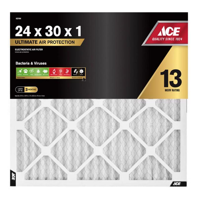 Ace 24 in. W X 30 in. H X 1 in. Polypropylene 13 MERV Pleated Air Filter 1 pk