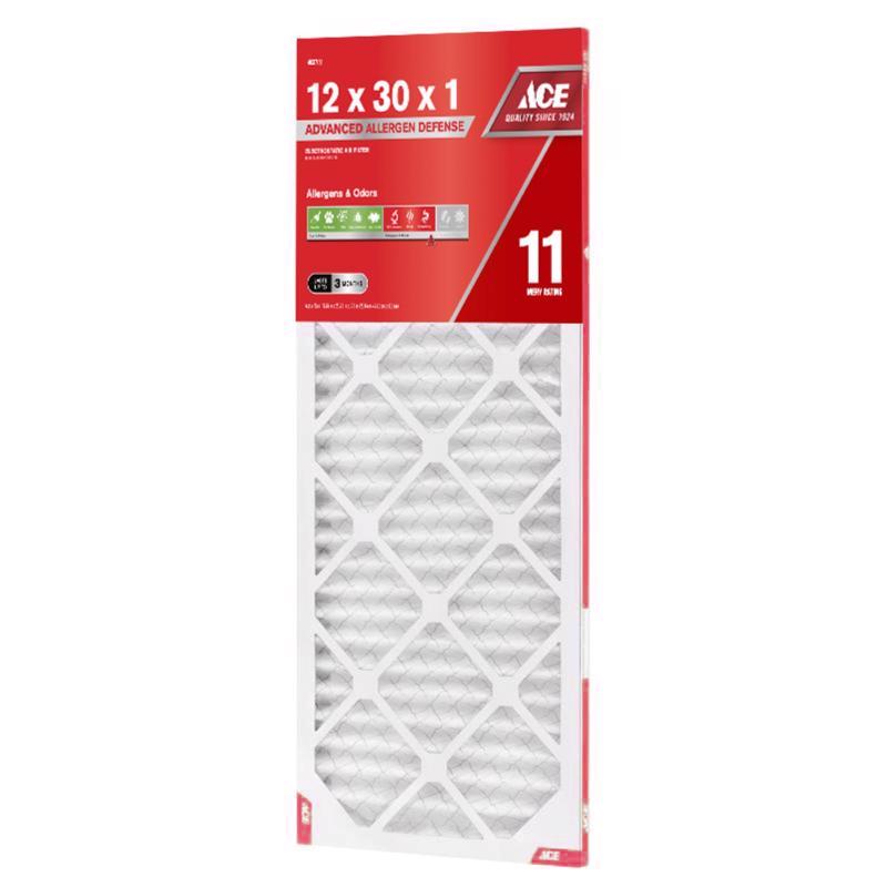 Ace 12 in. W X 30 in. H X 1 in. Polypropylene 11 MERV Pleated Air Filter 1 pk