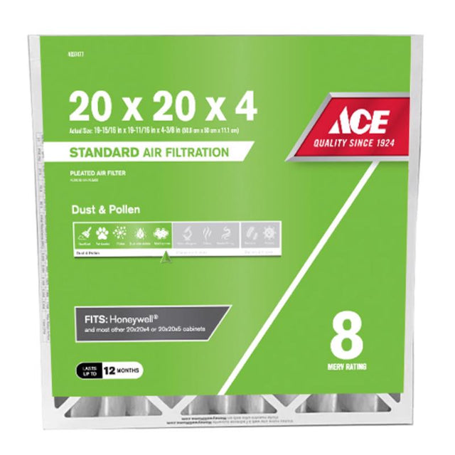Ace 20 in. W X 20 in. H X 4 in. Polypropylene 8 MERV Pleated Air Filter 1 pk