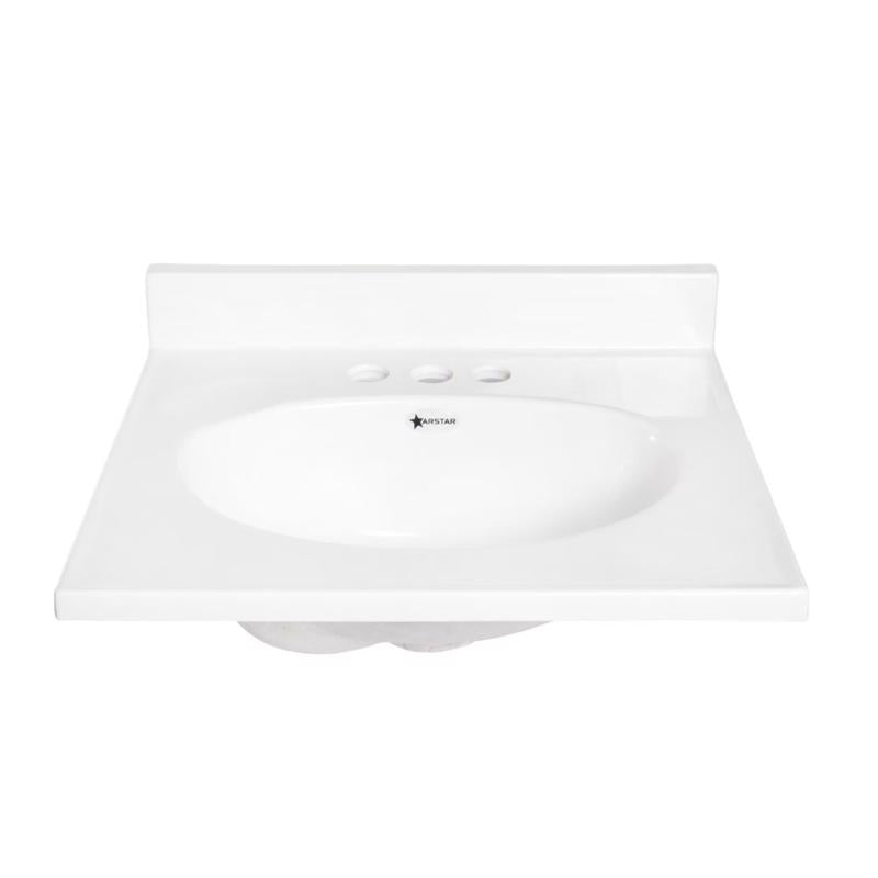 Arstar Cultured Marble Bathroom Sink 17 in. W X 19 in. D White