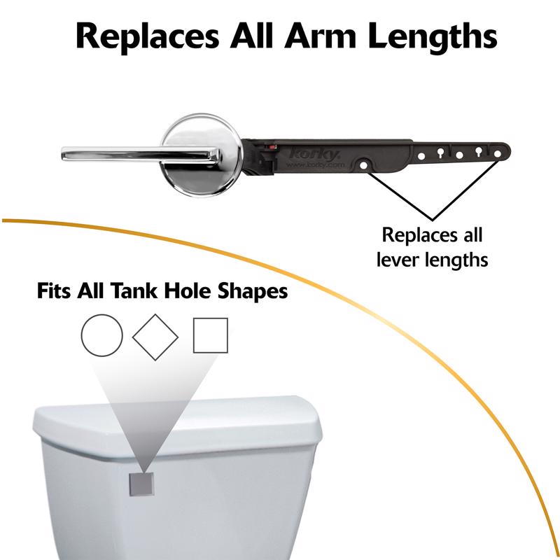 Korky Tank Lever Black/Silver Chrome For Universal