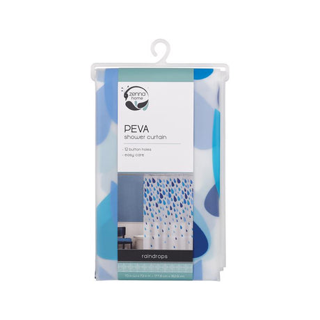 Zenna Home 72 in. H X 70 in. W Blue Raindrops Shower Curtain PEVA
