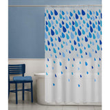 Zenna Home 72 in. H X 70 in. W Blue Raindrops Shower Curtain PEVA