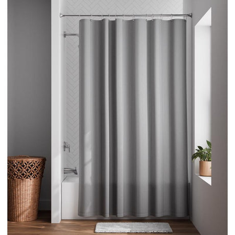 Zenna Home 72 in. H X 70 in. W Gray Shower Curtain Fabric