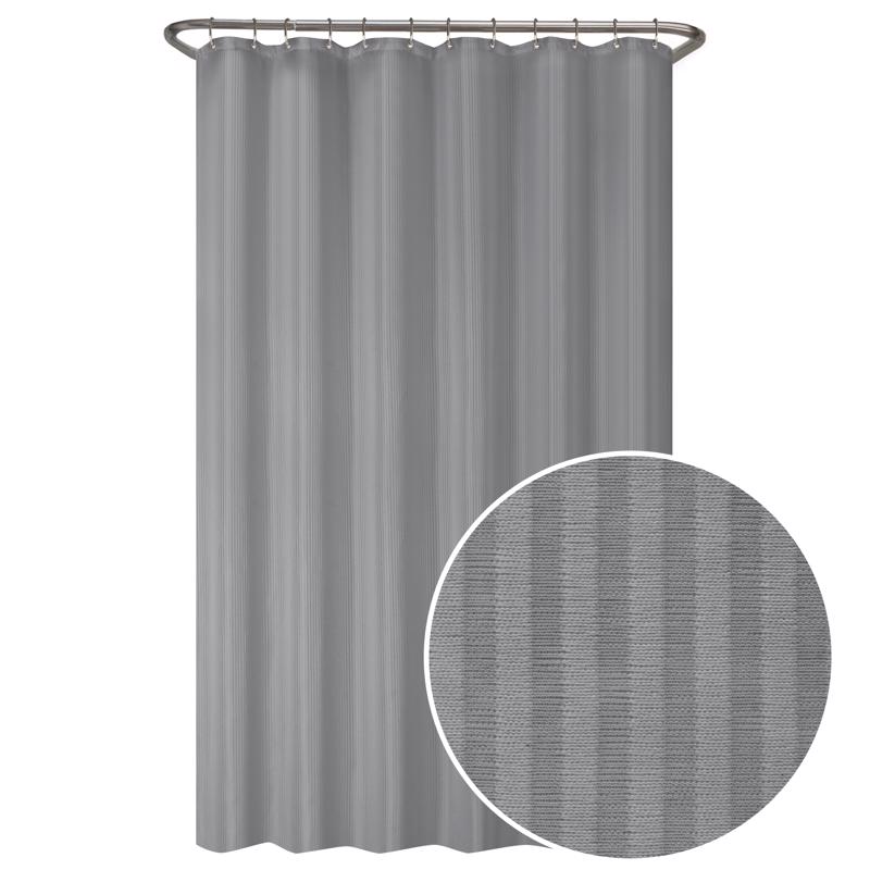 Zenna Home 72 in. H X 70 in. W Gray Shower Curtain Fabric