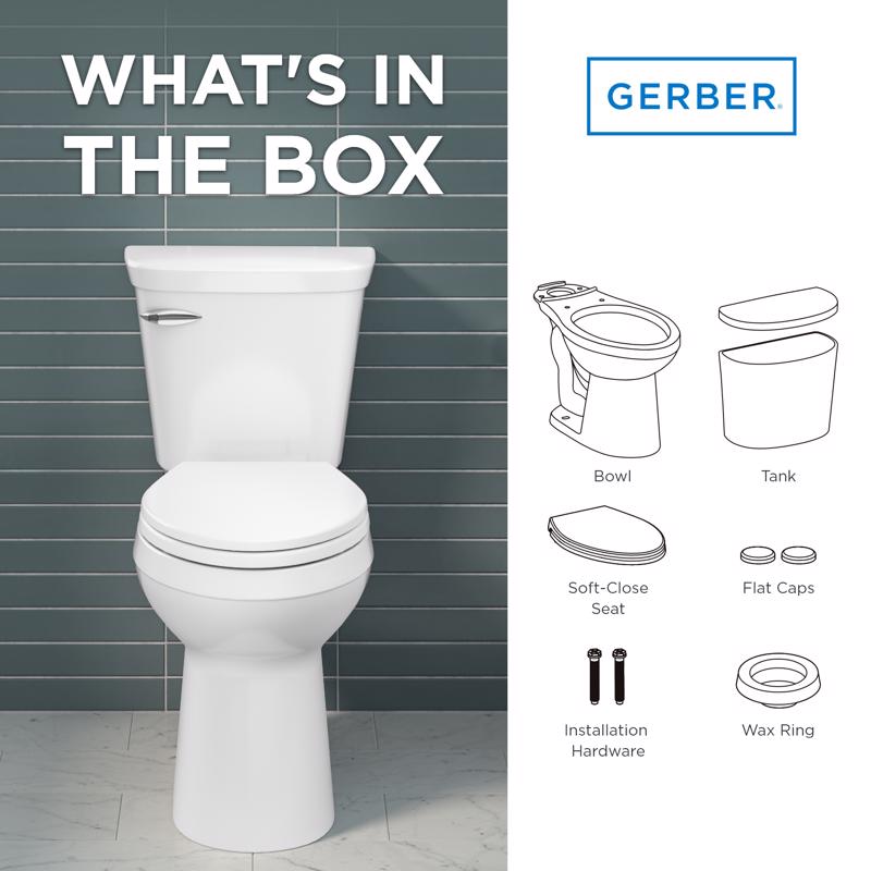 Gerber ADA Compliant 1.28 gal White Elongated Complete Toilet