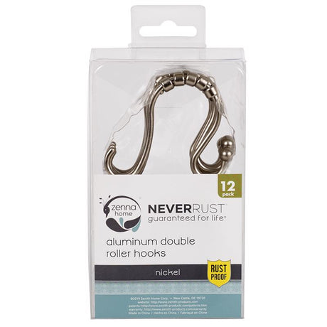 Zenna Home Brushed Nickel Silver Metal Shower Curtain Rings 1 pk