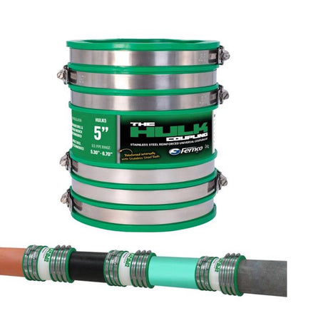 Hulk Fernco 5 in. Push X 5 in. D Push PVC 8 in. Coupling 1 pk