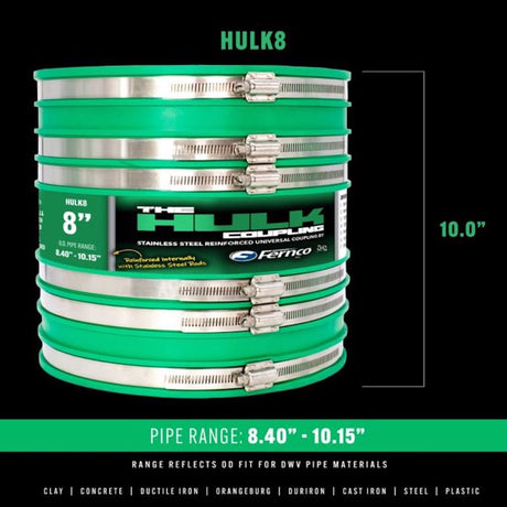 Hulk Fernco 8 in. Push X 8 in. D Push PVC 10 in. Coupling 1 pk