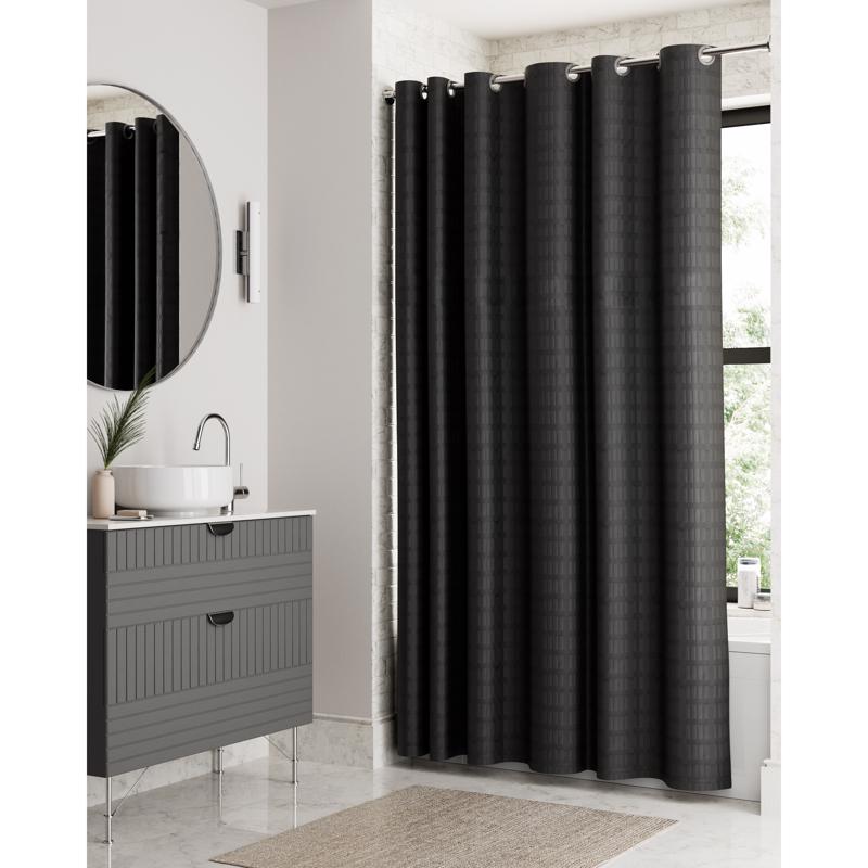 Zenna Home 74 in. H Black Shower Curtain Fabric