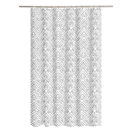 Zenna Home 72 in. H X 70 in. W Gray Corey Chevron Shower Curtain PEVA