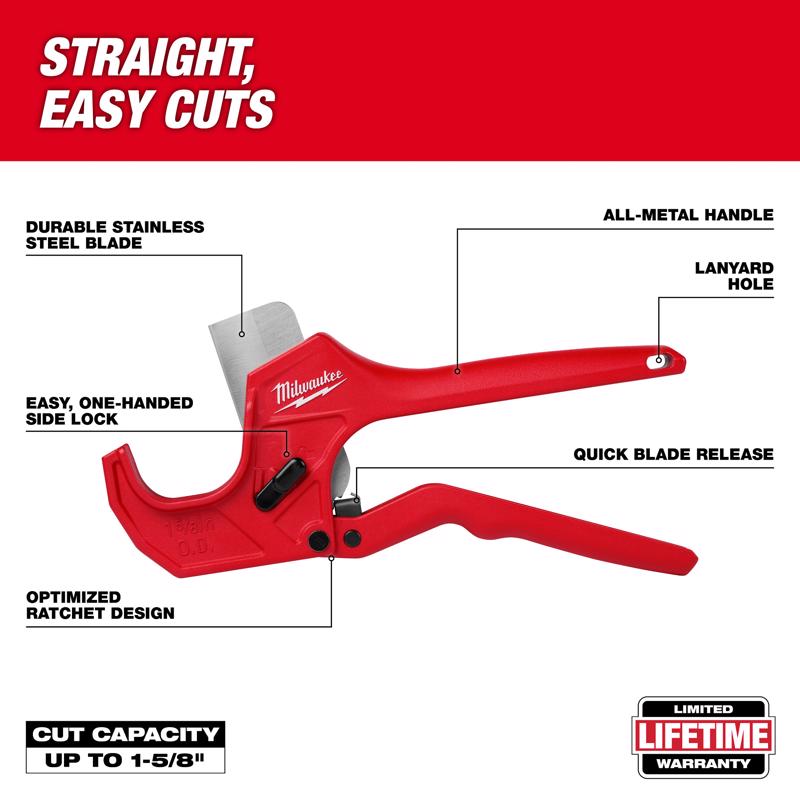 Milwaukee 1-5/8 in. Ratcheting Pipe Cutter Red 1 pc