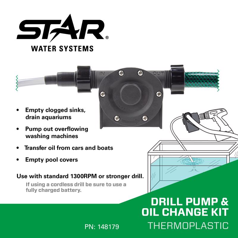 Star Water Systems 750 gph Thermoplastic Switchless Switch Drill Drill Pump/Oil Change Kit