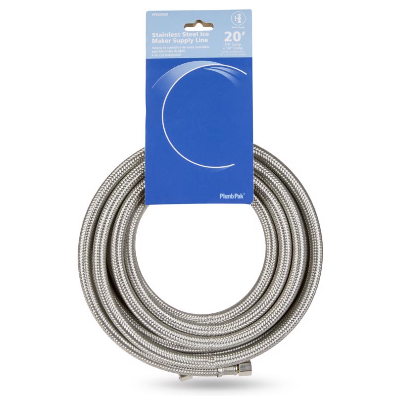 Plumb Pak 1/4 in. Compression Sizes X 1/4 in. D Compression 20 ft. Stainless Steel Ice Maker Supply