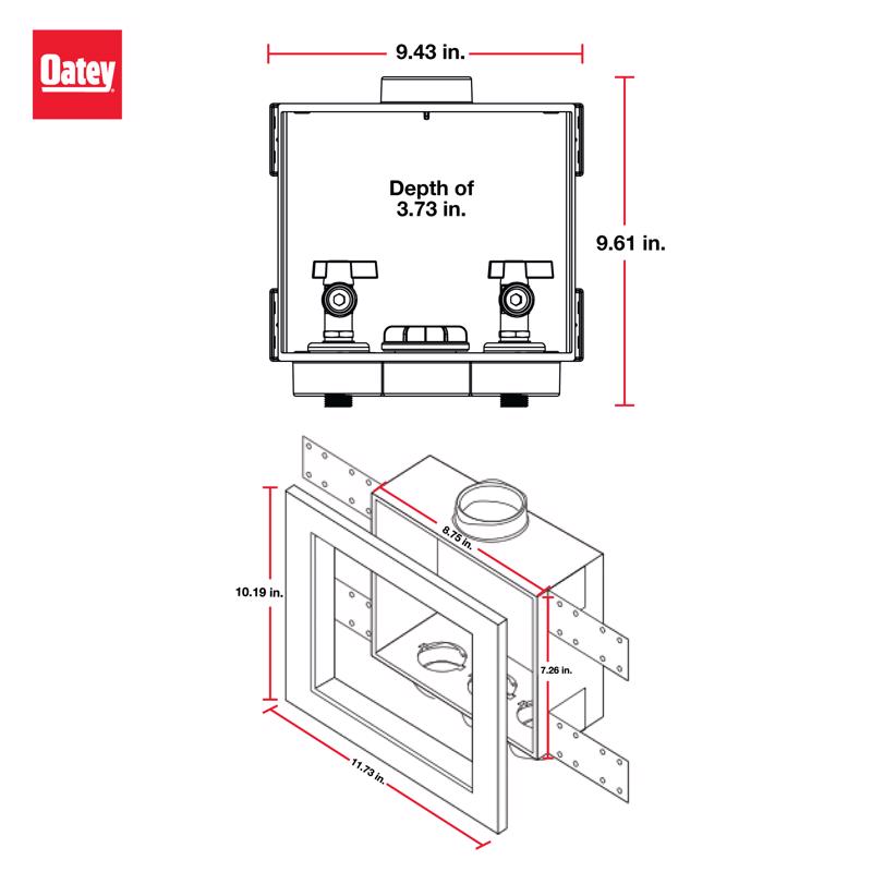 Oatey 1/4 in. D Washing Machine Outlet Box