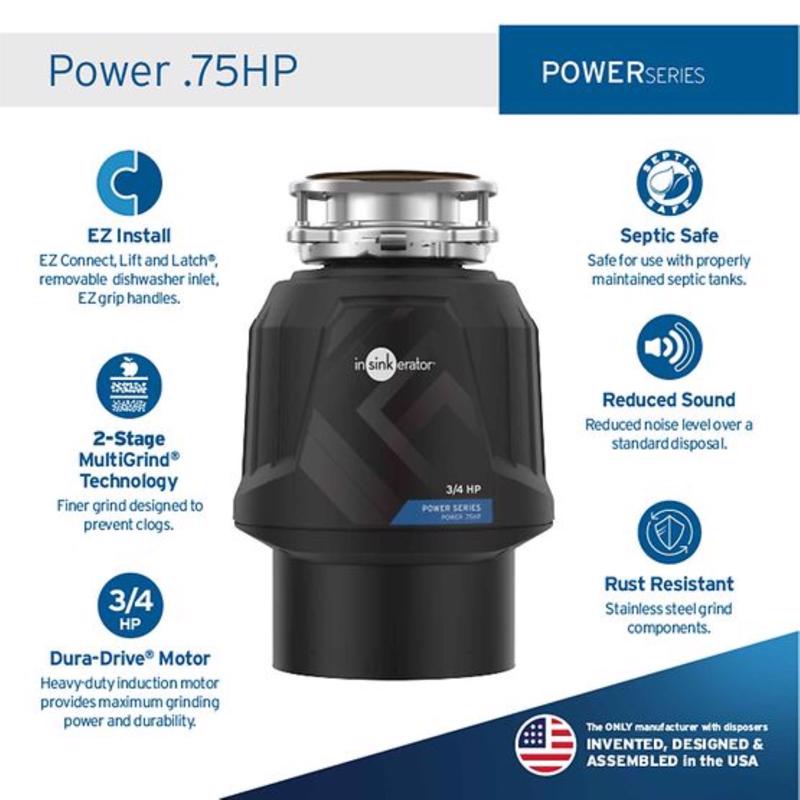 InSinkErator 3/4 HP Continuous Feed Garbage Disposal with Power Cord
