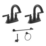 Kohler Traditional 4 Inch Centerset Matte Black Faucet and Bath Hardware Kit