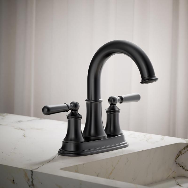 Kohler Traditional 4 Inch Centerset Matte Black Faucet and Bath Hardware Kit