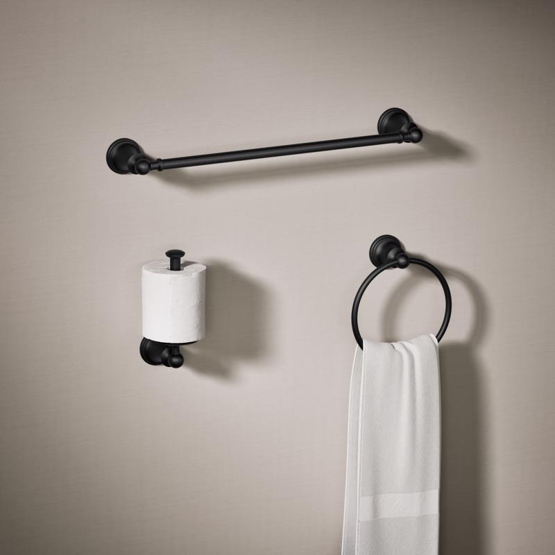 Kohler Traditional 4 Inch Centerset Matte Black Faucet and Bath Hardware Kit