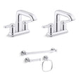 Kohler Envelu Modern 4 Inch Centerset Polished Chrome Faucet and Bath Hardware Kit