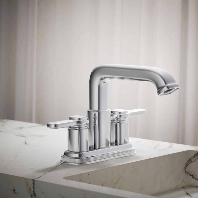 Kohler Envelu Modern 4 Inch Centerset Polished Chrome Faucet and Bath Hardware Kit