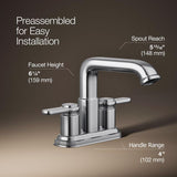 Kohler Envelu Modern 4 Inch Centerset Polished Chrome Faucet and Bath Hardware Kit