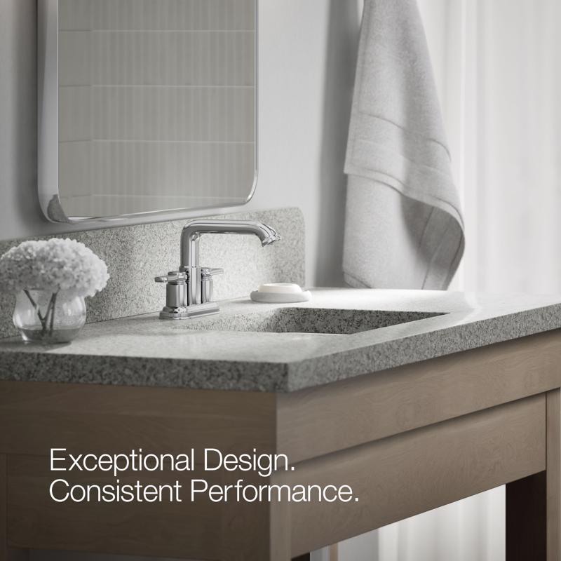 Kohler Envelu Modern 4 Inch Centerset Polished Chrome Faucet and Bath Hardware Kit