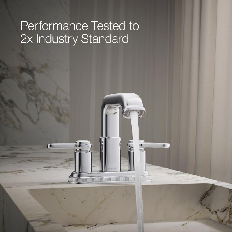 Kohler Envelu Modern 4 Inch Centerset Polished Chrome Faucet and Bath Hardware Kit
