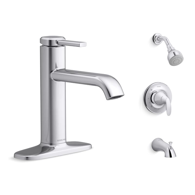 Sterling Agosti Modern Single-Handle Polished Chrome Faucet with Tub Shower Faucet